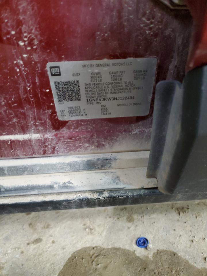 2022 CHEVROLET TRAVERSE RS VIN:1GNEVJKW3NJ132404