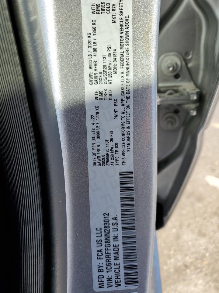 2022 RAM 1500 BIG HORN/LONE STAR VIN:1C6RRFFG8NN283012