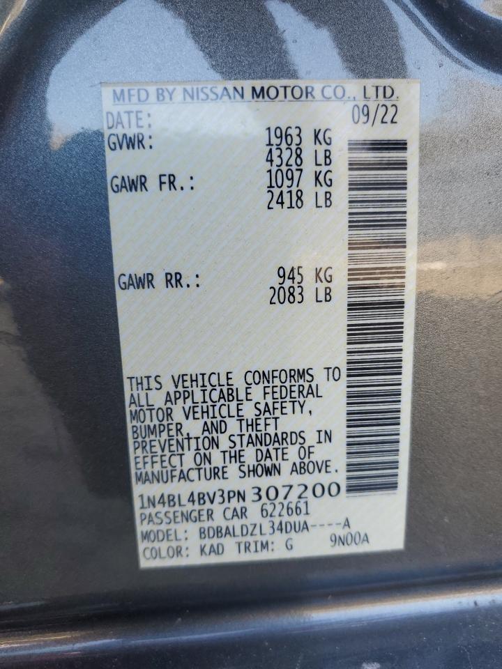 2023 NISSAN ALTIMA S VIN:1N4BL4BV3PN307200