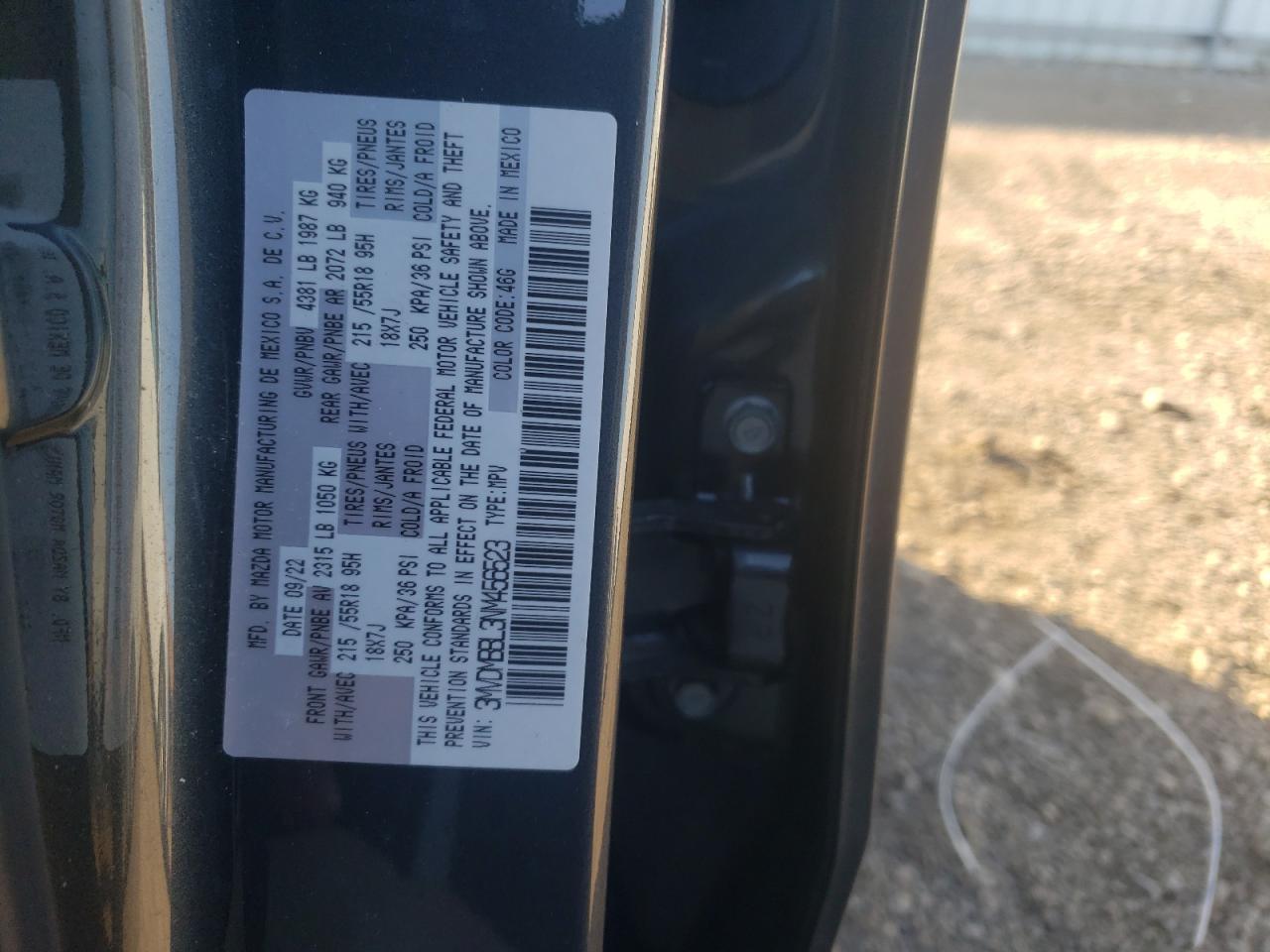 2022 MAZDA CX-30 SELECT VIN:3MVDMBBL3NM456523