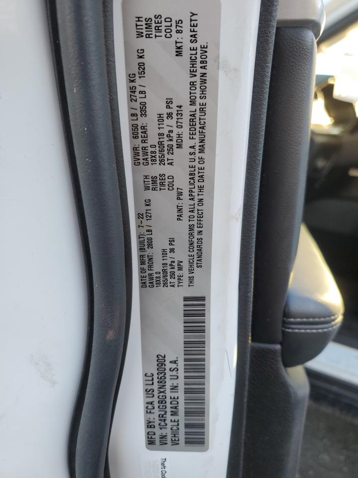 2022 JEEP GRAND CHEROKEE LIMITED VIN:1C4RJGBGXN8630902