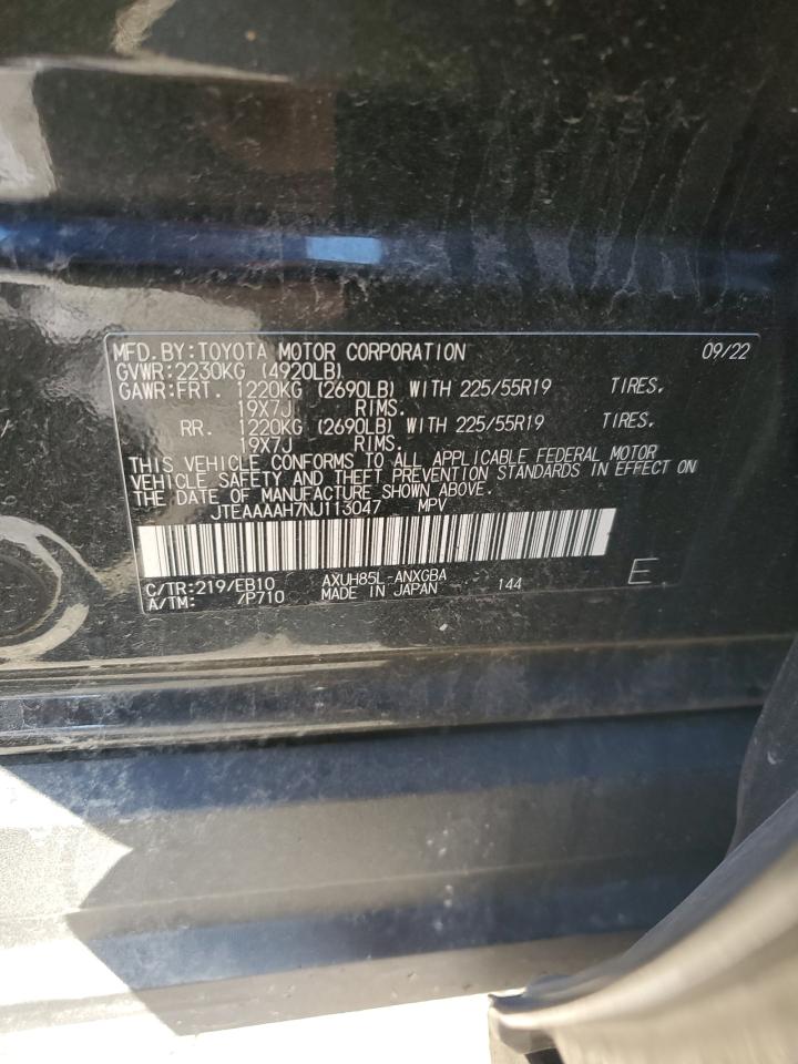 2022 TOYOTA VENZA LE VIN:JTEAAAAH7NJ113047