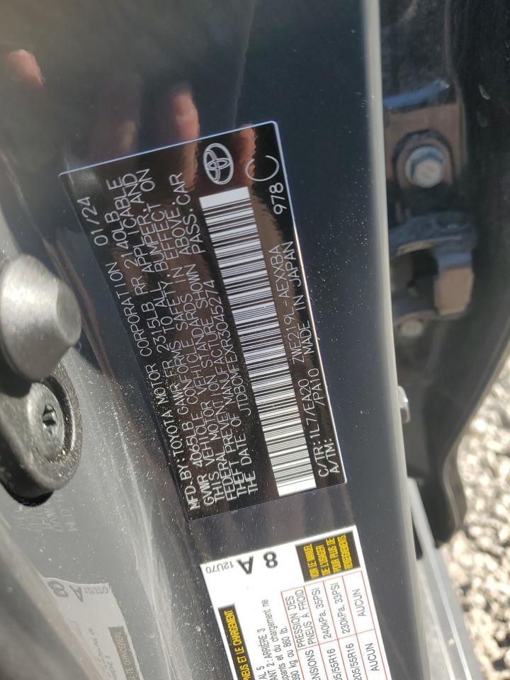 2024 TOYOTA COROLLA LE VIN:JTDBCMFEXR3045274