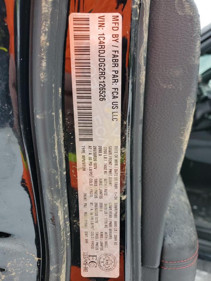 2024 DODGE DURANGO GT VIN:1C4RDJDG2RC126526