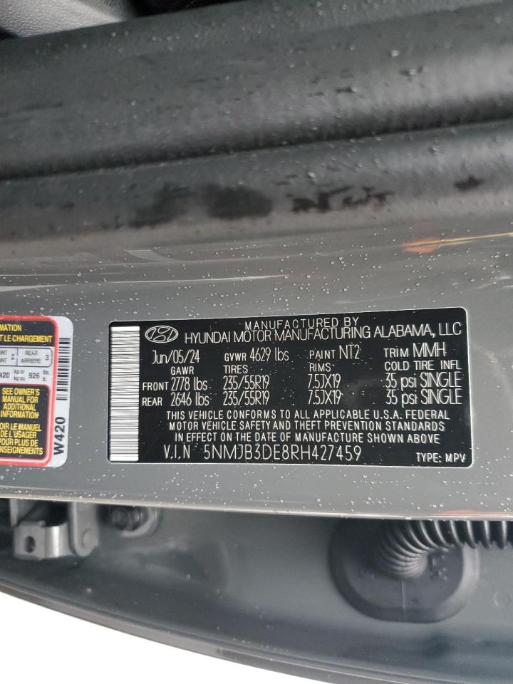 2024 HYUNDAI TUCSON SEL VIN:5NMJB3DE8RH427459