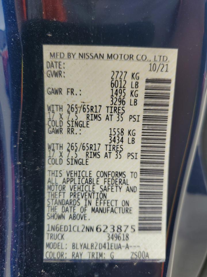 2022 NISSAN FRONTIER S VIN:1N6ED1CL2NN623875