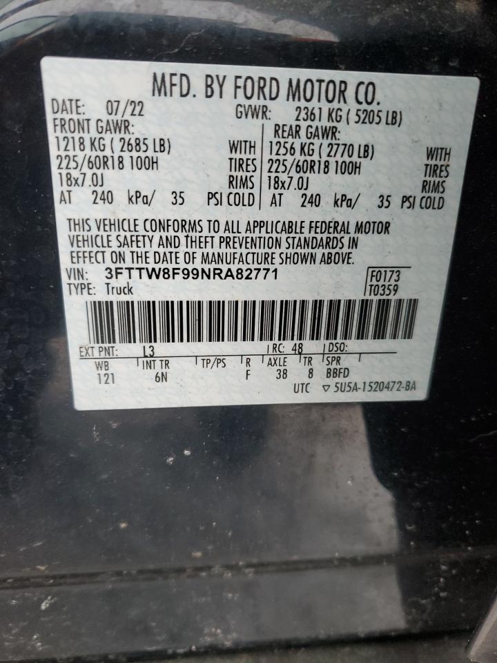 2022 FORD MAVERICK XL VIN:3FTTW8F99NRA82771