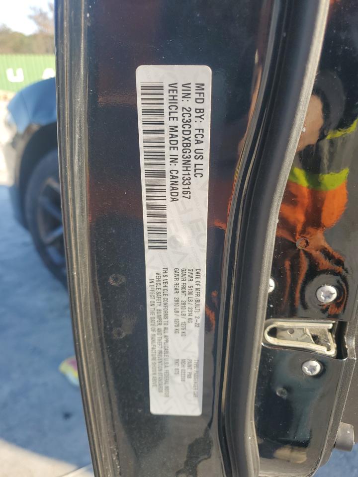 2022 DODGE CHARGER SXT VIN:2C3CDXBG3NH133167