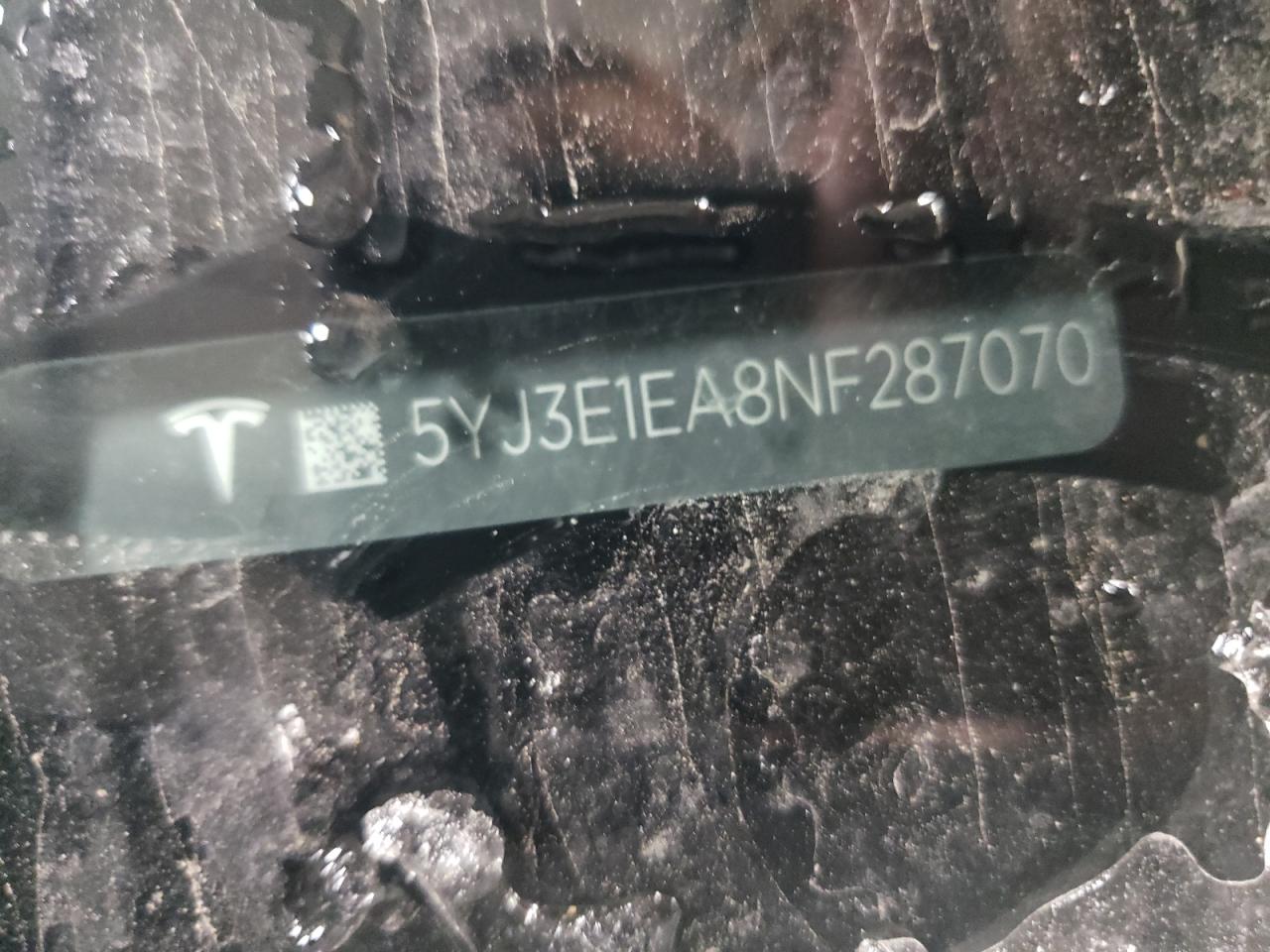 2022 TESLA MODEL 3  VIN:5YJ3E1EA8NF287070