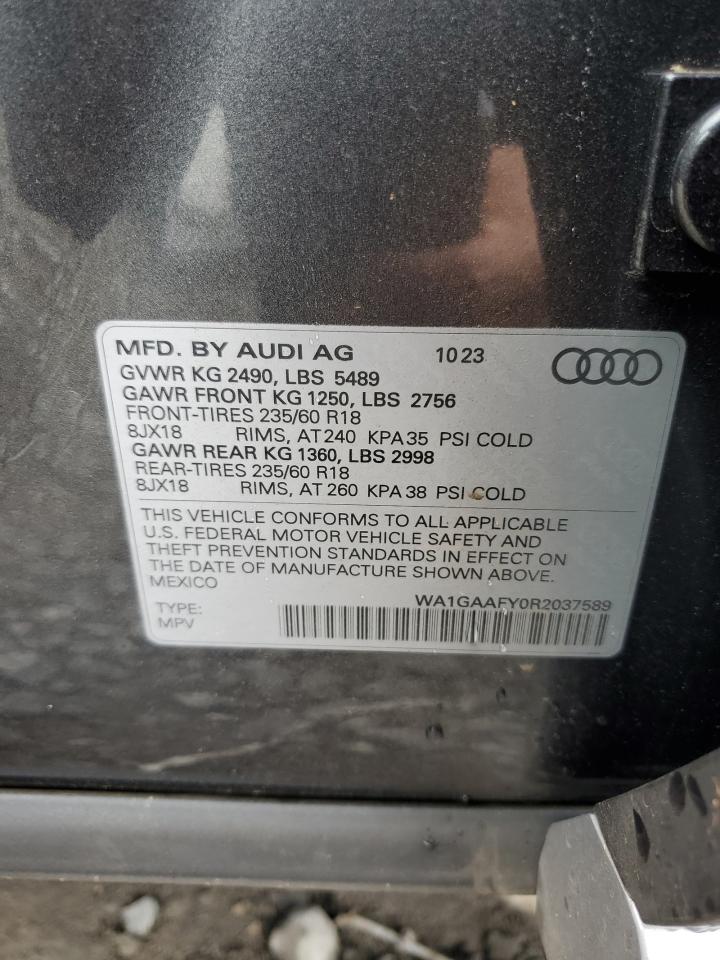 2024 AUDI Q5 PREMIUM 45 VIN:WA1GAAFY0R2037589