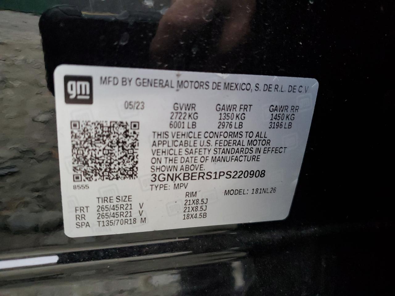 2023 CHEVROLET BLAZER RS VIN:3GNKBERS1PS220908