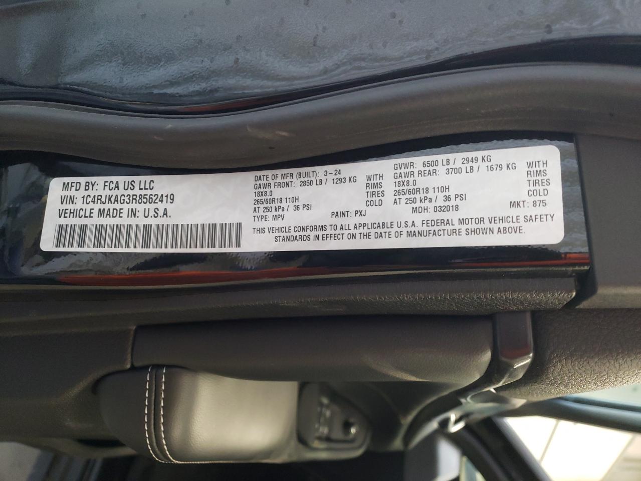 2024 JEEP GRAND CHEROKEE L LAREDO VIN:1C4RJKAG3R8562419