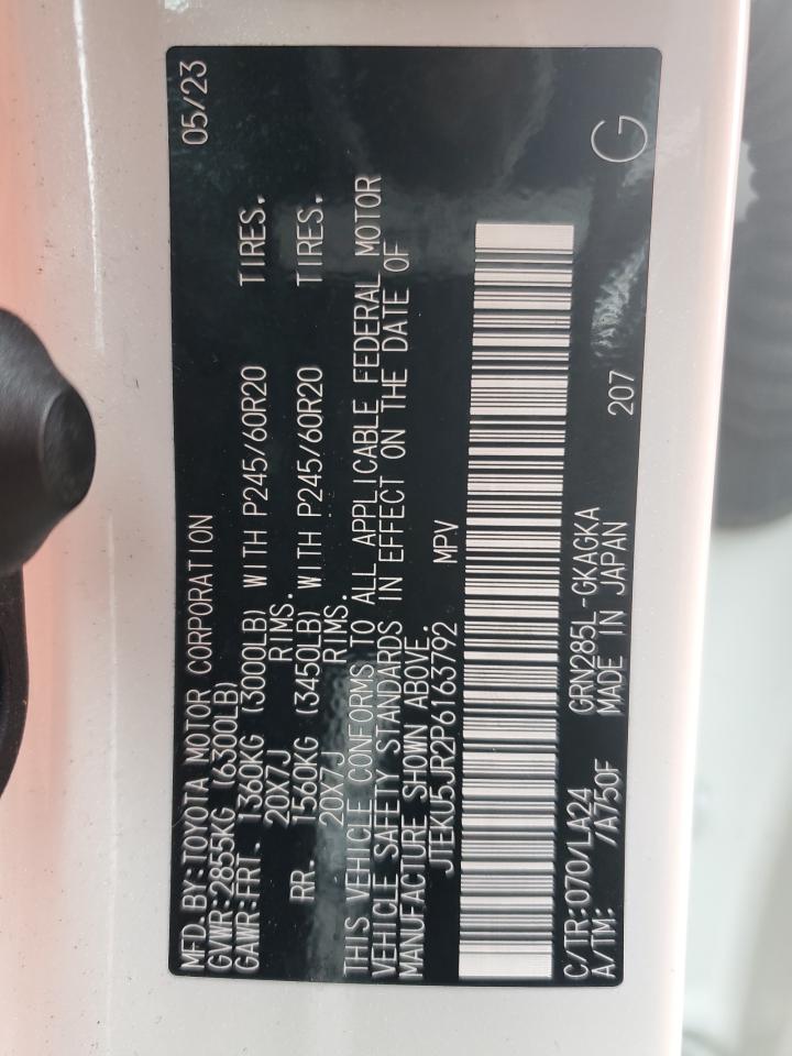 2023 TOYOTA 4RUNNER LIMITED VIN:JTEKU5JR2P6163792