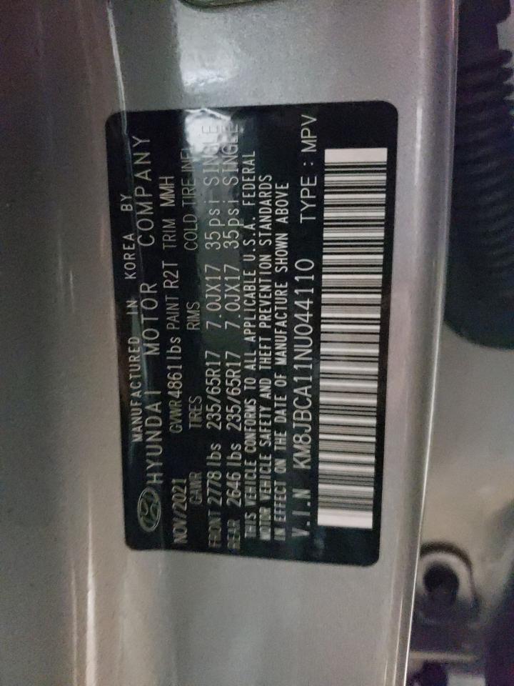 2022 HYUNDAI TUCSON BLUE VIN:KM8JBCA11NU044110