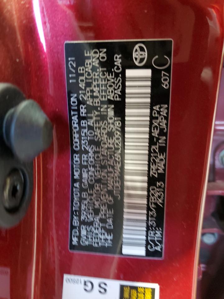 2022 TOYOTA COROLLA LE VIN:JTDEPMAE6NJ209781