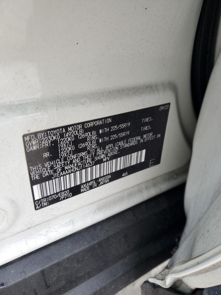 2022 TOYOTA VENZA LE VIN:JTEAAAAH0NJ114637