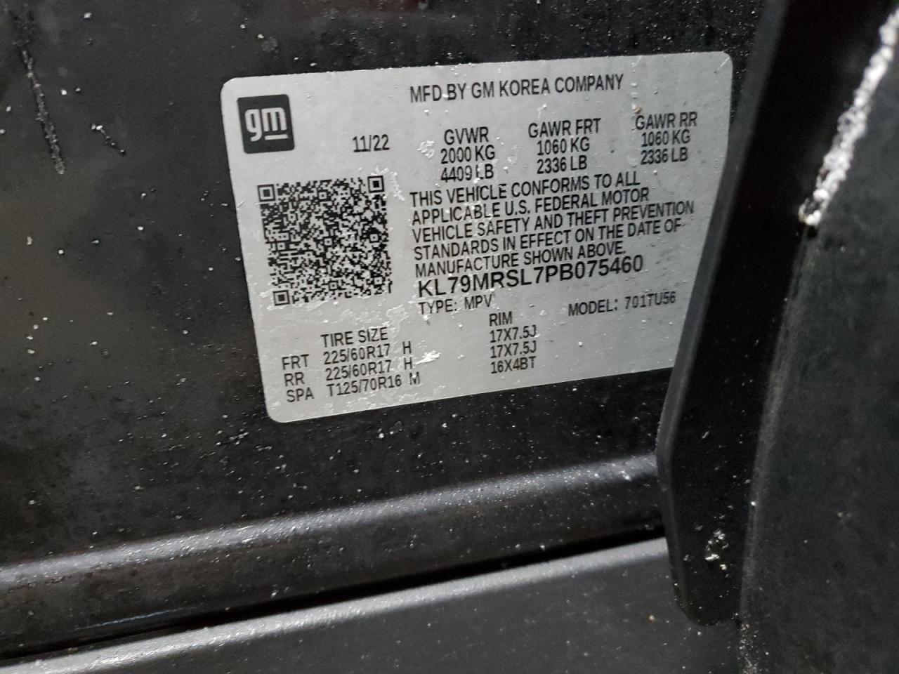 2023 CHEVROLET TRAILBLAZER LT VIN:KL79MRSL7PB075460