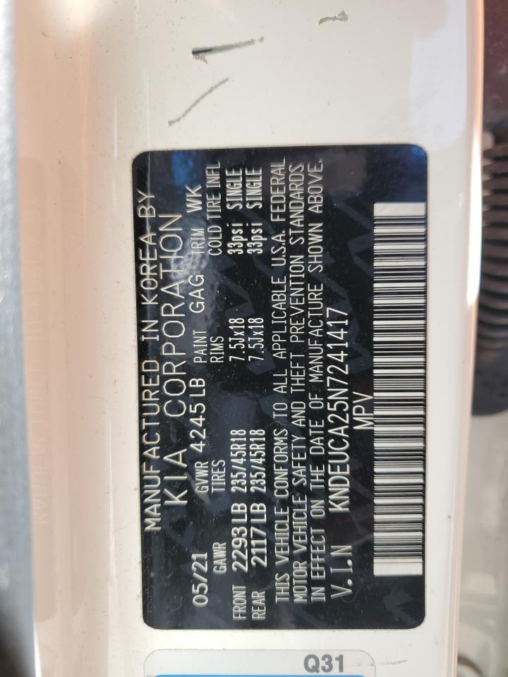 2022 KIA SELTOS NIGHTFALL VIN:KNDEUCA25N7241417