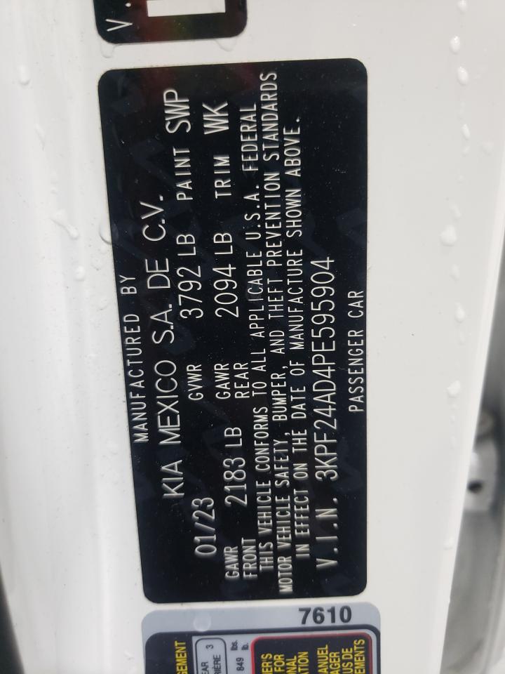 2023 KIA FORTE LX VIN:3KPF24AD4PE595904
