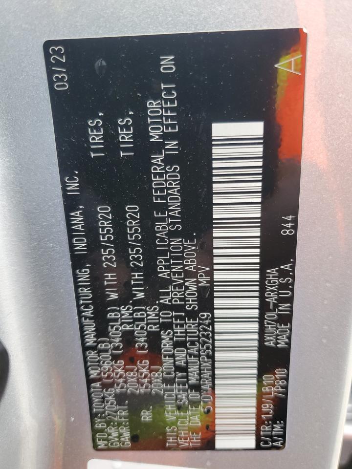 2023 TOYOTA HIGHLANDER HYBRID LIMITED VIN:5TDYARAHXPS523249