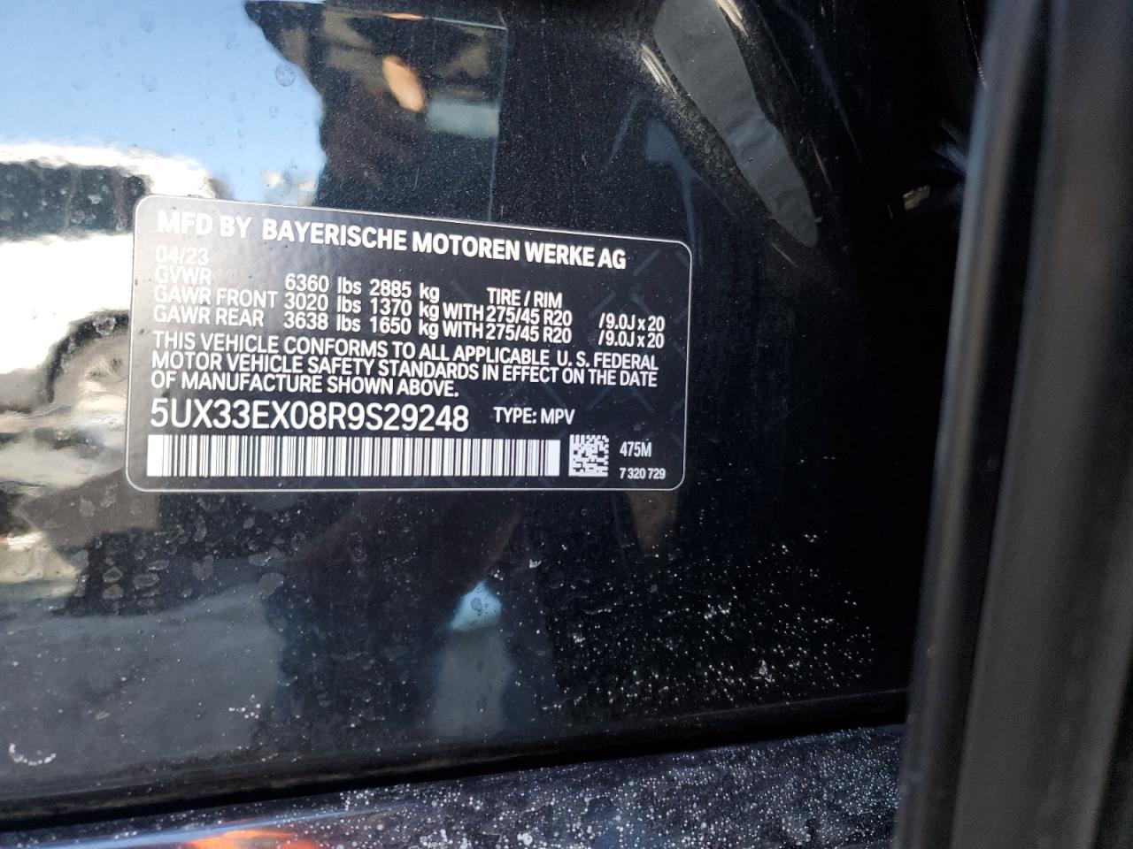 2024 BMW X6 XDRIVE40I VIN:KL8CD6SAXJC479675