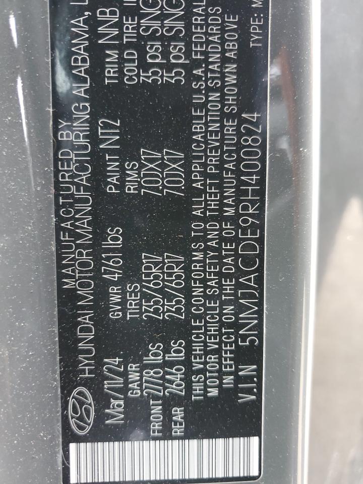 2024 HYUNDAI TUCSON SE VIN:5NMJACDE9RH400824