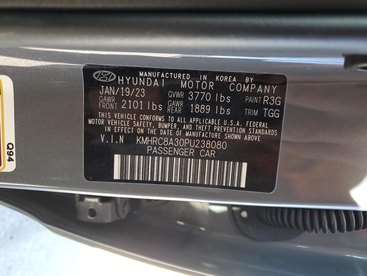 2023 HYUNDAI VENUE SEL VIN:KMHRC8A30PU238080