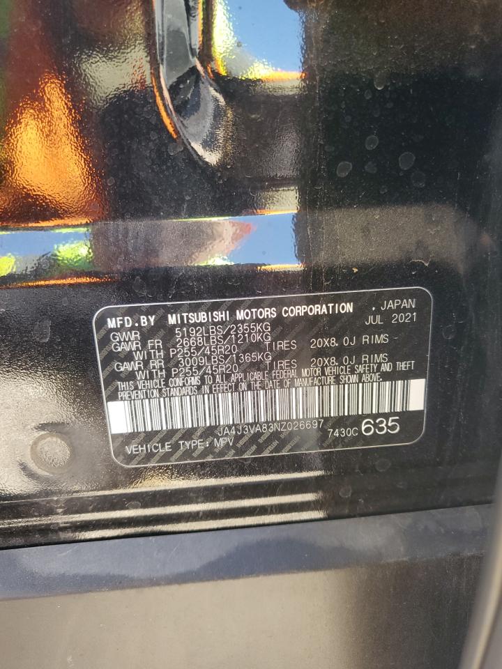 2022 MITSUBISHI OUTLANDER SEL VIN:JA4J3VA83NZ026697