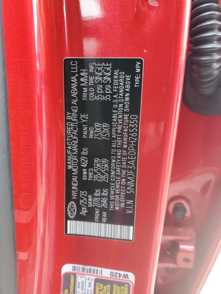 2023 HYUNDAI TUCSON SEL VIN:5NMJF3AE0PH265350