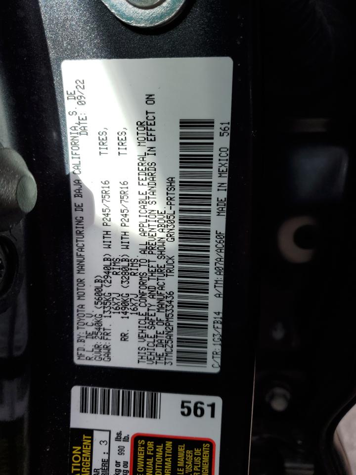 2023 TOYOTA TACOMA DOUBLE CAB VIN:3TMCZ5AN2PM533436