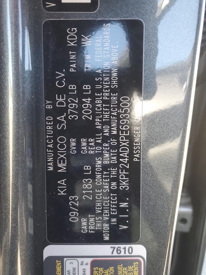2023 KIA FORTE LX VIN:3KPF24ADXPE693500