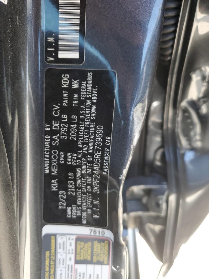 2024 KIA FORTE LX VIN:3KPF24AD5RE739690