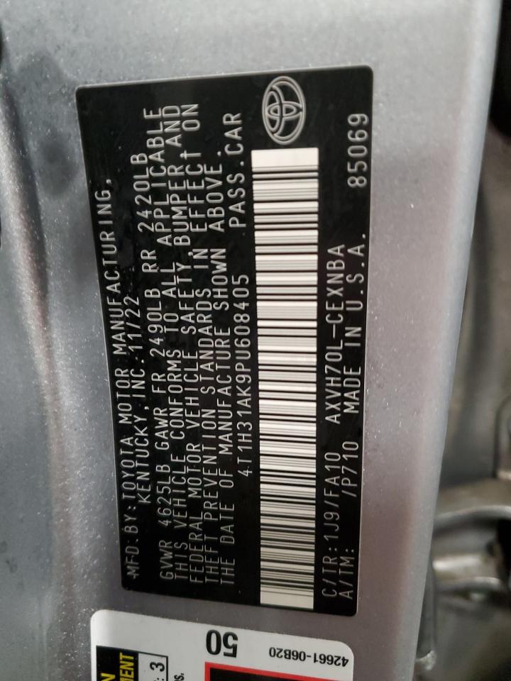 2023 TOYOTA CAMRY LE VIN:4T1H31AK9PU608405