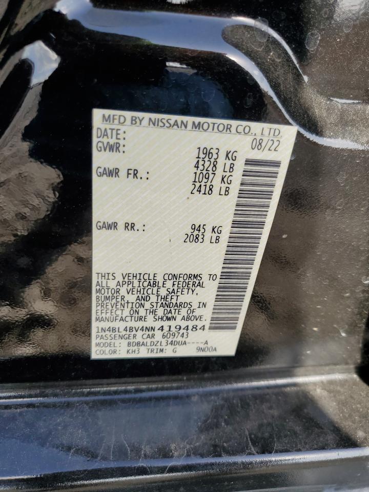 2022 NISSAN ALTIMA S VIN:1N4BL4BV4NN419484