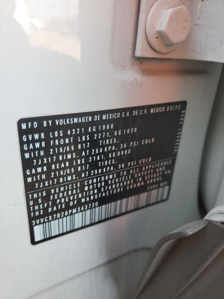 2023 VOLKSWAGEN TAOS S VIN:3VVCX7B26PM343730