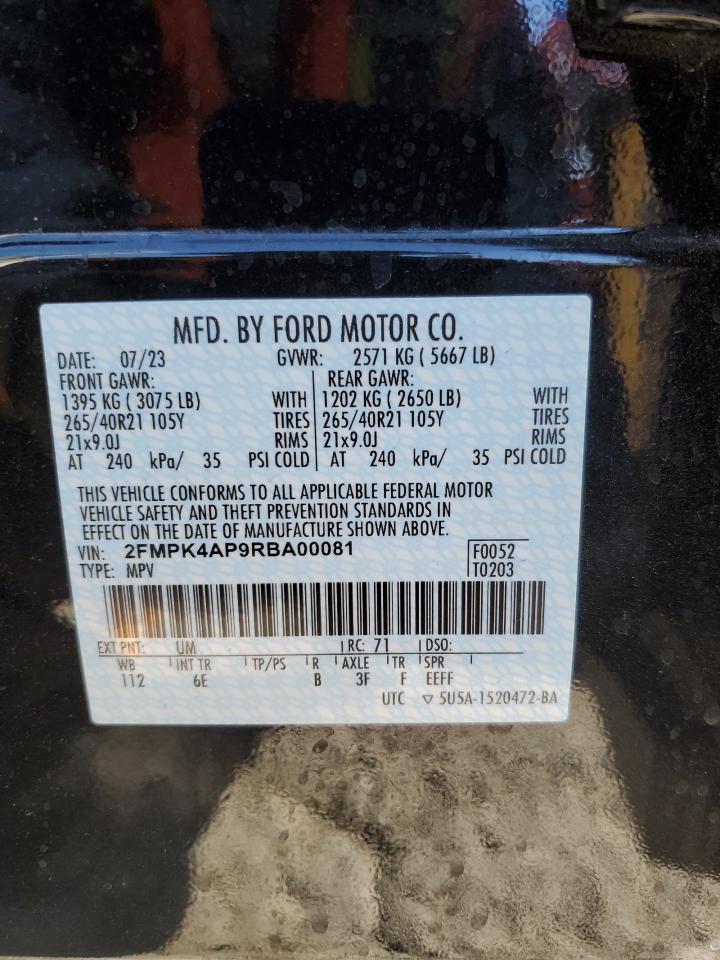 2024 FORD EDGE ST VIN:2FMPK4AP9RBA00081