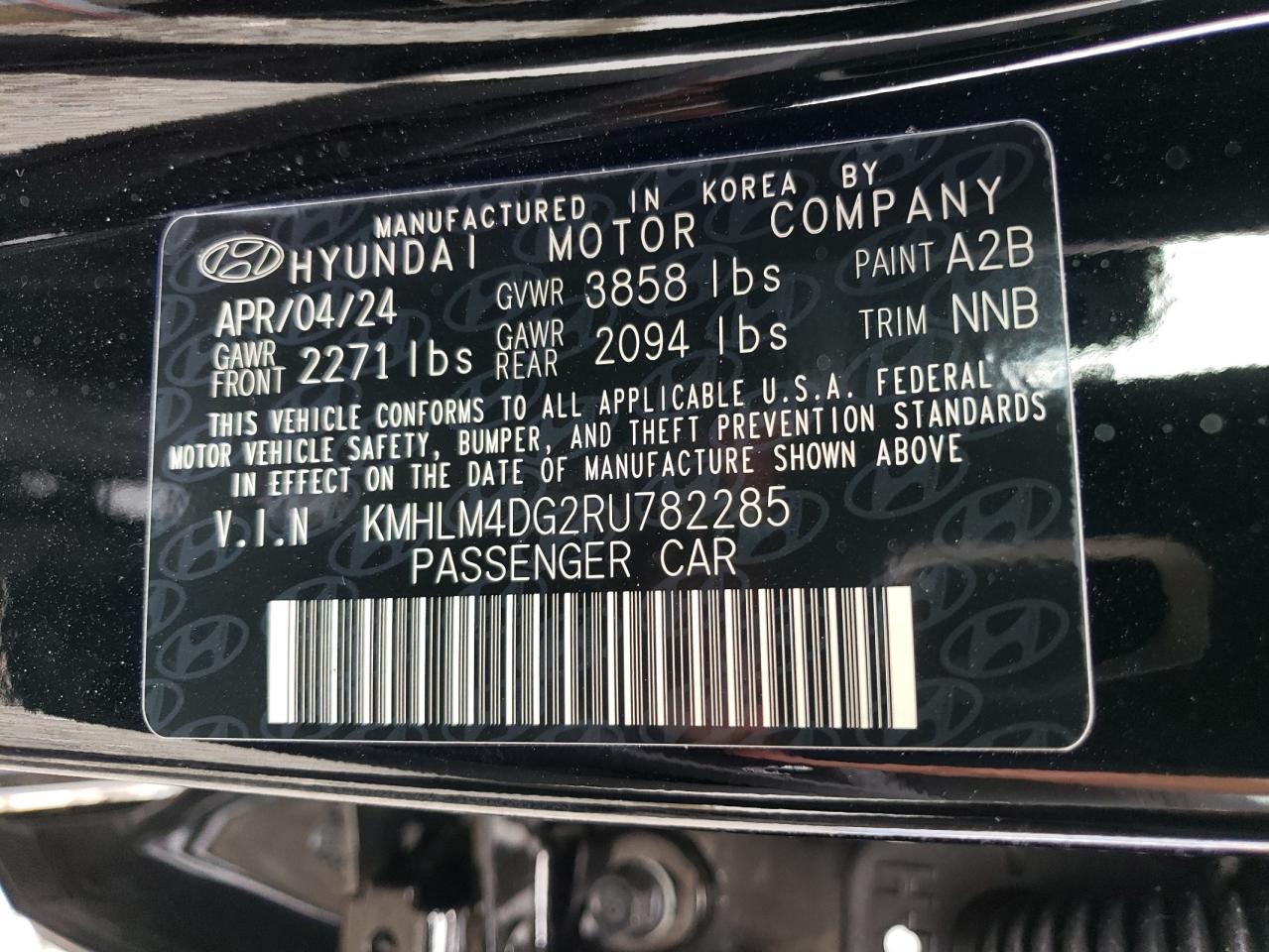 2024 HYUNDAI ELANTRA SEL VIN:KMHLM4DG2RU782285