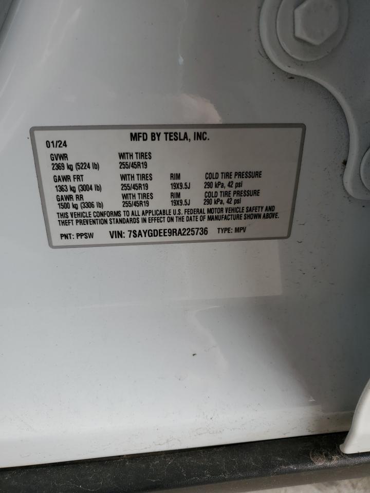 2024 TESLA MODEL Y  VIN:7SAYGDEE9RA225736