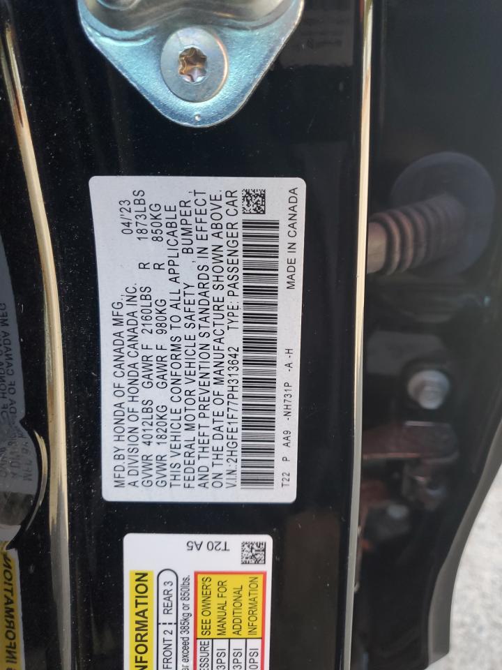 2023 HONDA CIVIC EX VIN:2HGFE1F77PH313642