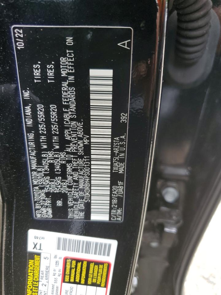 2023 TOYOTA HIGHLANDER L VIN:5TDKDRBH4PS001311