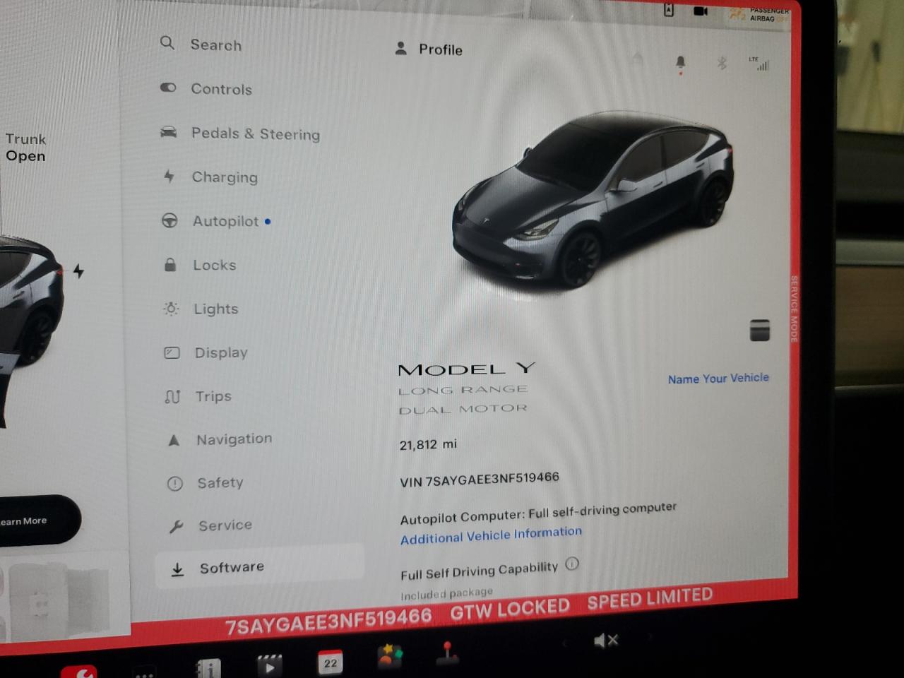 2022 TESLA MODEL Y  VIN:7SAYGAEE3NF519466