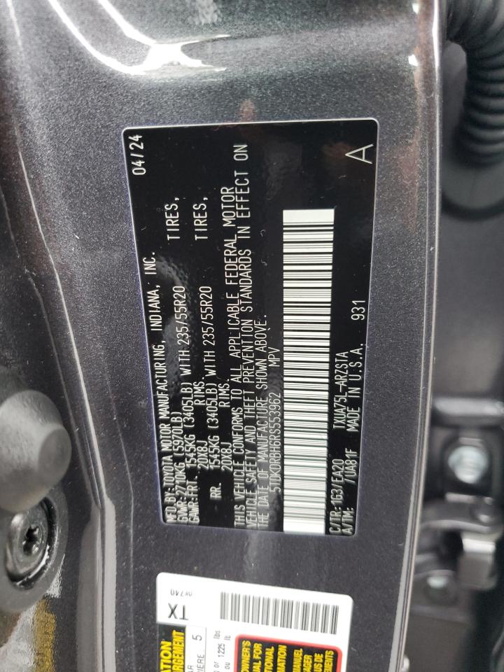 2024 TOYOTA HIGHLANDER LE VIN:5TDKDRBH6RS553962