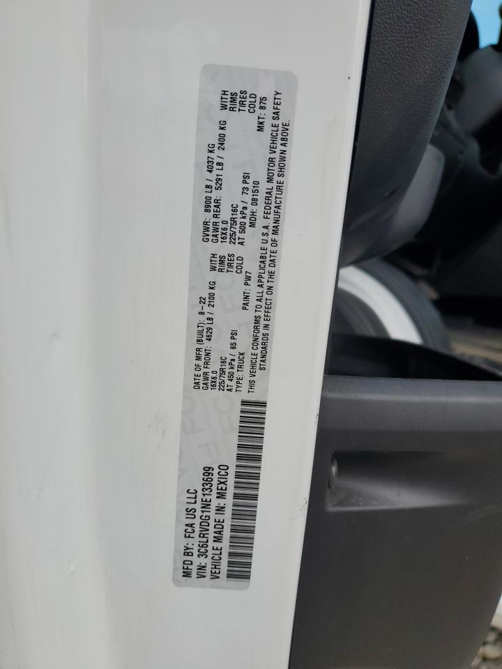 2022 RAM PROMASTER 2500 2500 HIGH VIN:3C6LRVDG1NE133699