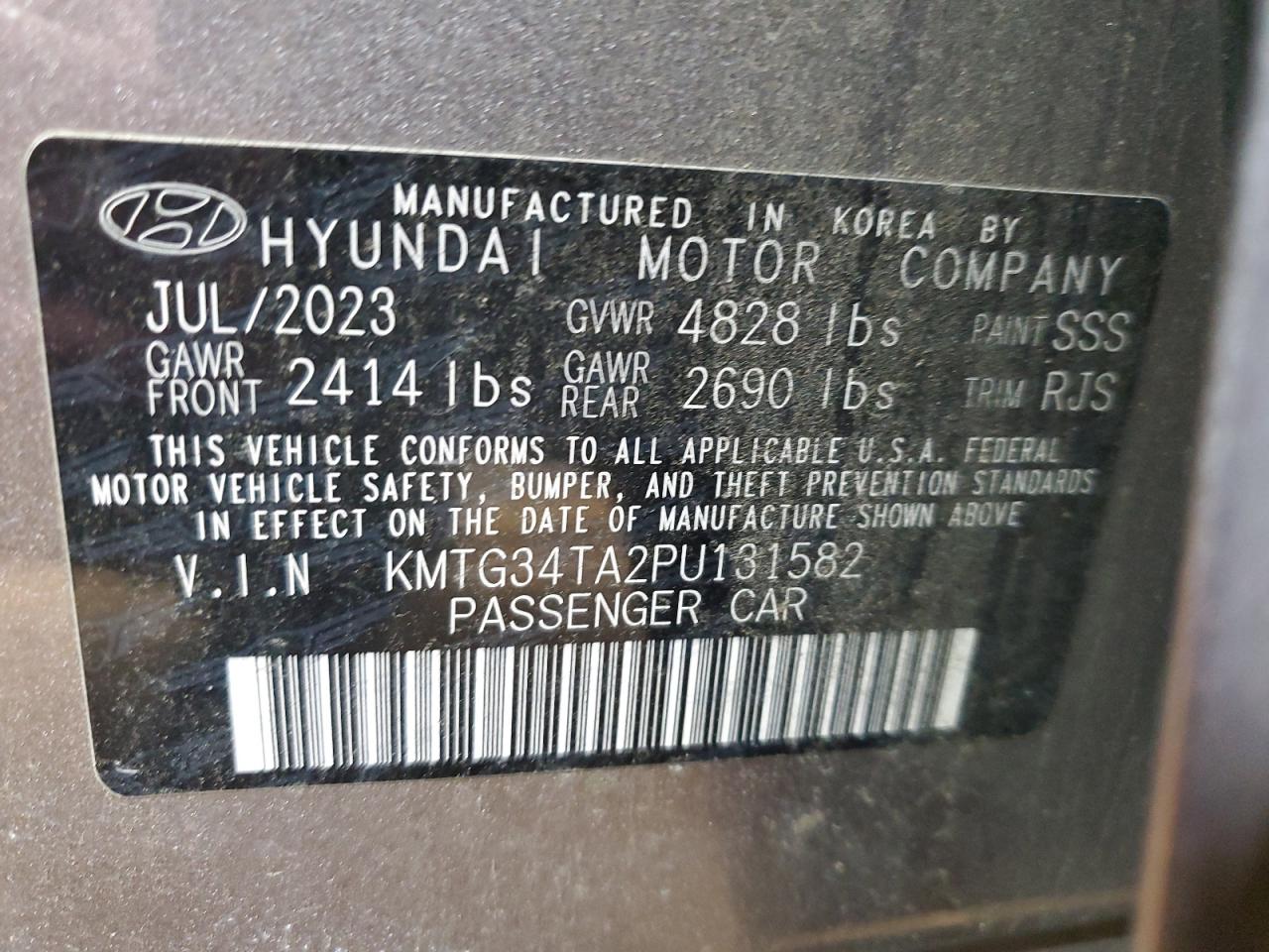 2023 GENESIS G70 BASE VIN:KMTG34TA2PU131582