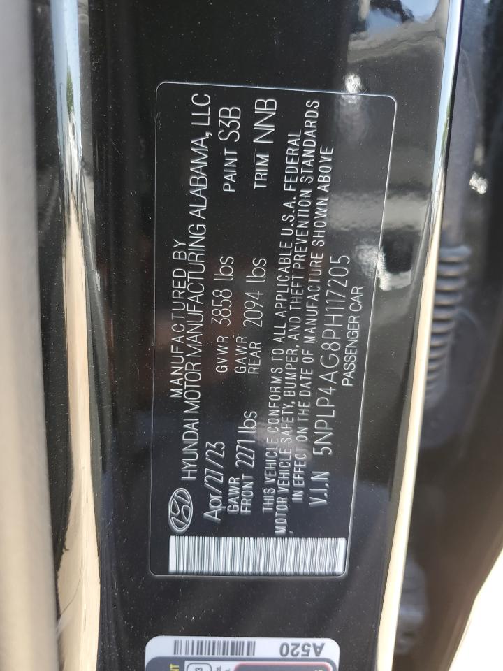 2023 HYUNDAI ELANTRA LIMITED VIN:5NPLP4AG8PH117205