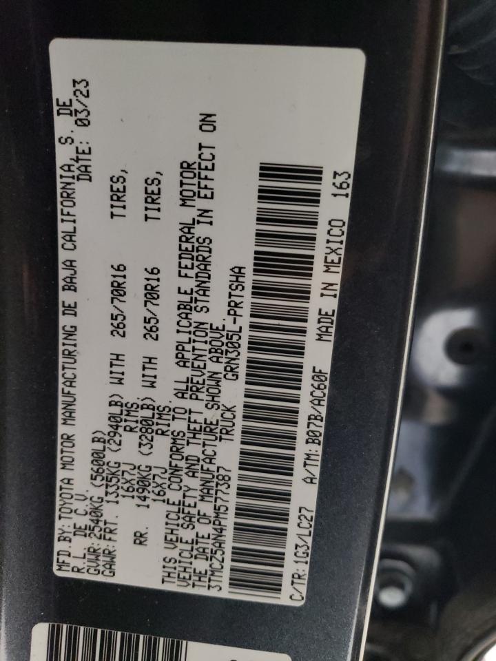 2023 TOYOTA TACOMA DOUBLE CAB VIN:3TMCZ5AN4PM577387