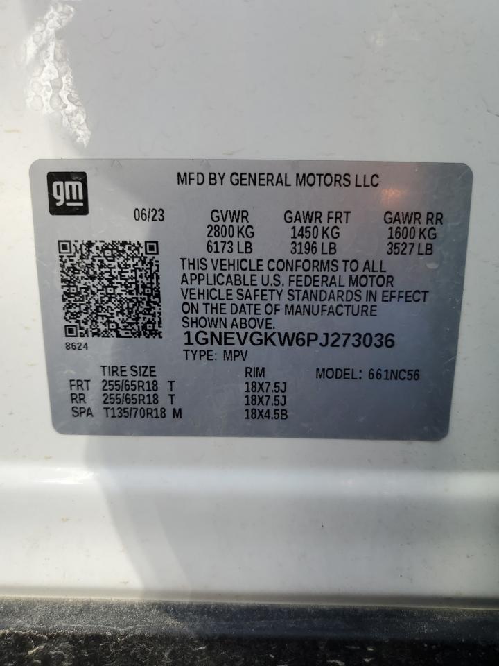 2023 CHEVROLET TRAVERSE LT VIN:1GNEVGKW6PJ273036