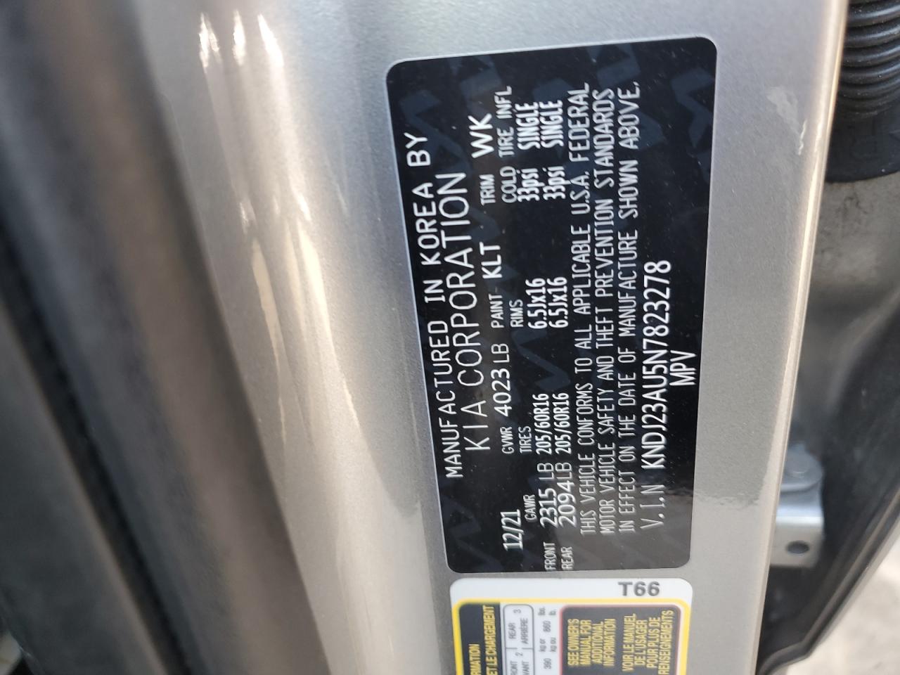 2022 KIA SOUL LX VIN:KNDJ23AU5N7823278