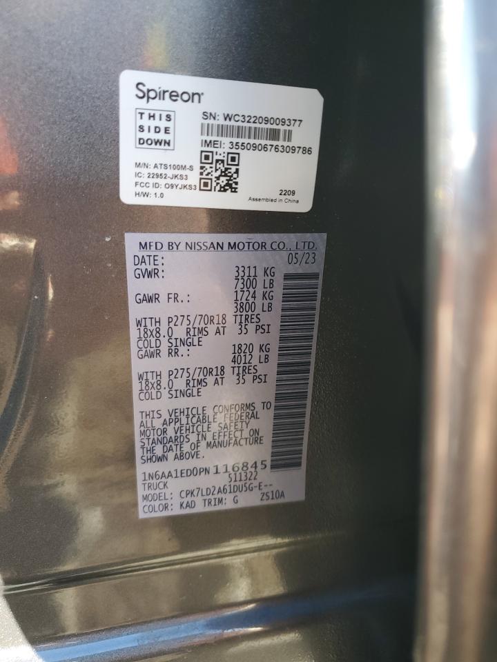 2023 NISSAN TITAN SV VIN:1N6AA1ED0PN116845