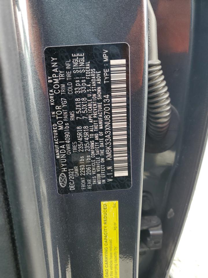 2022 HYUNDAI KONA N LINE VIN:KM8K33A3XNU870134